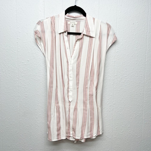 Max Studio Striped Top Womens Medium Business Casual Career Workwear Office - Picture 1 of 10